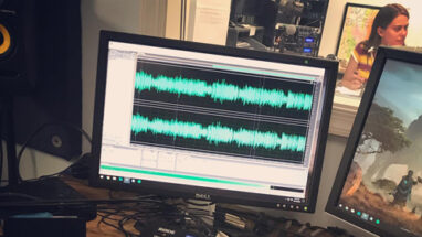 Audio production equipment in use in a WTJU studio.