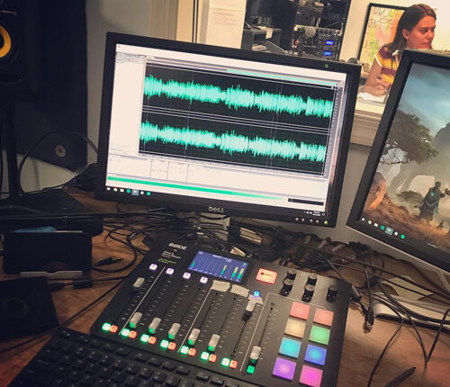 Audio production equipment in use in a WTJU studio.