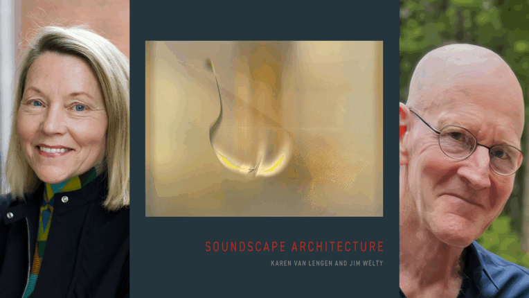 Promotional poster for Karen Van Lengen and Jim Welty's author talk at New Dominion Bookshop. Their faces appear next to the cover of their book