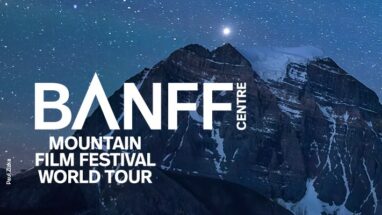 An image of a mountain at night with the text BANFF Mountain FIlm Festival World Tour.