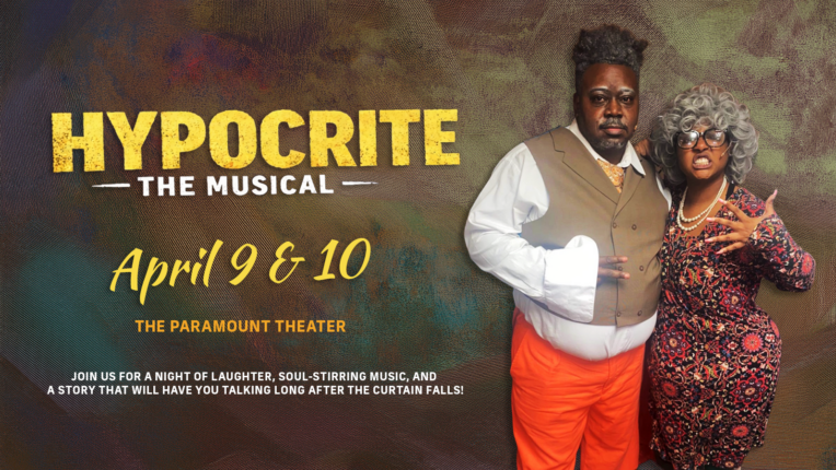 Promotional image for the play with text 