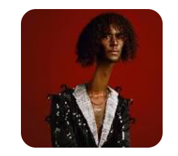 Singer Kyle Dion, portrait style with extended neck.