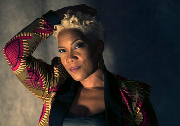 This image shows JoVia Armstrong, a musician and composer known for her work in jazz and percussion.