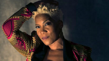 This image shows JoVia Armstrong, a musician and composer known for her work in jazz and percussion.