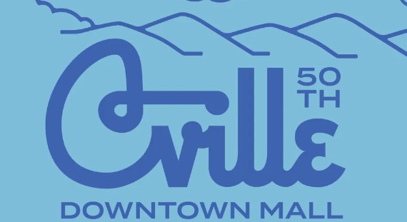 Promotional banner with text: cville downtown mall 50th.
