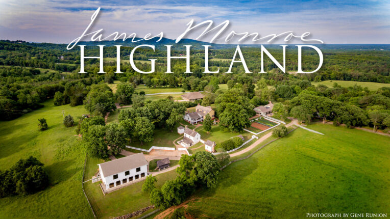 Aerial image with the text James Monroe's Highland.
