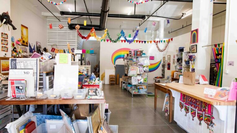 The inside of the scrappy elephant re-use store.