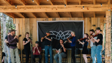 Traditional Irish musicians on stage