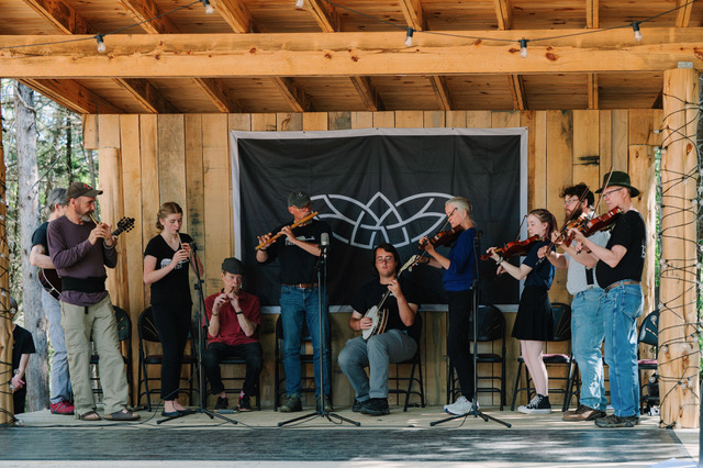 Traditional Irish musicians on stage